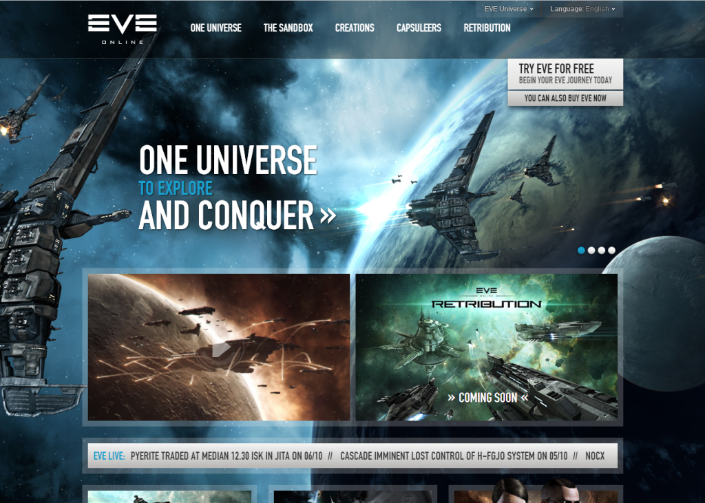 NewEveonline New eveonline.com website